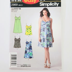 Uncut Simplicity 2969 Misses' Knit Dress Or Top, Spaghetti Straps, Summer Fashion, Sizes 6 8 10 12 14 16 18, It's So Easy Sewing Pattern