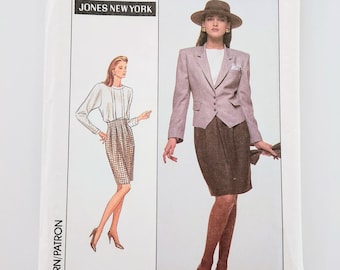 80's Uncut Simplicity 8797 | Misses' Skirt, Blouse And Lined Jacket | Jones New York | Size 18 Bust 40 | Vintage Fashion Sewing Pattern