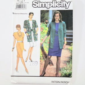 90&#39;s Uncut Simplicity 7101 Misses Dress And Unlined Jacket, Slim Knee Length Dress | Sizes 16 18 20 22 24 | Vintage Sewing Pattern