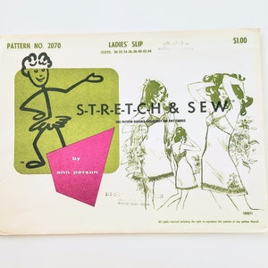 60&#39;s Uncut Stretch & Sew 2070 Misses&#39; Ladies Slip, Exclusively For Knit Fabrics | By Ann Person | Bust 30 - 44, Vintage Sewing Pattern