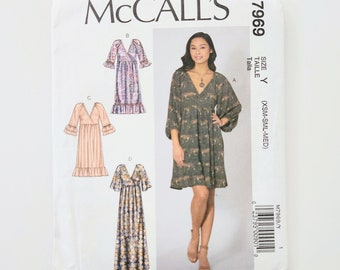 Uncut McCall's 7969 Very Loose-Fitting Pullover Dresses, Hem Ruffles | Sizes XSM, SML, MED (4 6 8 10 12 14) | Easy Sewing Pattern
