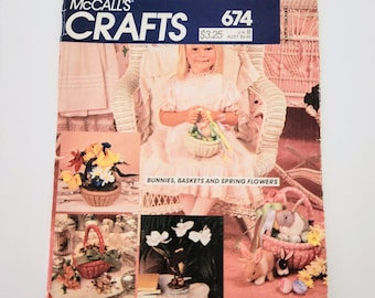 Uncut McCall's Crafts 674/8403 Easter Craft Package | Bunnies, Baskets And Spring Flowers | Vintage Sewing Pattern