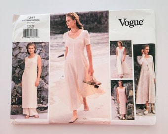 90s Uncut Vogue 1341 Misses'/Misses' Petite Dress & Pants Fitted And Flared Dress, Size 8 10 12, Vintage Vogue Sewing Pattern