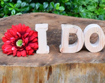 I DO Freestanding Unfinished Wooden Chunky Letters, Wedding Decor, Bride & Groom Table, Cake Table Decor, Wedding Decor, DIY Wedding Supply