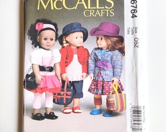 Uncut McCall's Crafts M6764 18" Doll Clothes, Three Outfits, One Size Sewing Pattern