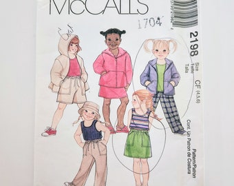 Uncut McCall's 2198 Children's Hooded Top, Tank Top, Pull-On Skirt, Pants Or Shorts | Sizes 4 5 6 | Sewing Pattern For Child