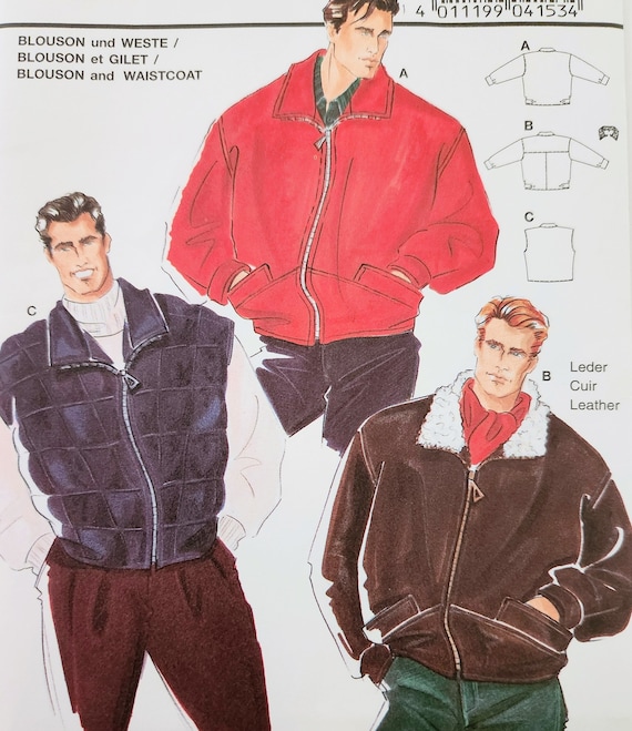 Uncut 90's Burda 4153, Men's Bomber Jacket and Vest, Front Uncut 90's Burda 4153, Men's Bomber Jacket and Vest, Front