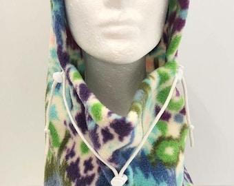 Multi Color Fleece Balaclava Hat: Winter Neck Gaiter Warmer, Adult Unisex, Unique Handmade Gift