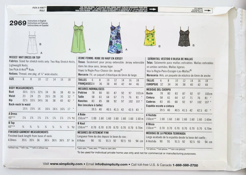 Uncut Simplicity 2969 Misses' Knit Sun Dress Or Top, Spaghetti Straps, Slip Dress, Sizes 6 8 10 12 14 16 18, It's So Easy Sewing Pattern image 2