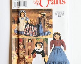 Uncut Simplicity Crafts 8654, 18" Doll Clothes, Early America Pioneer, Vintage Sewing Pattern