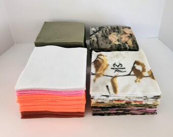 Fleece Fabric Squares Multi Pack, Camouflage & Solid Colors, 6 Inch