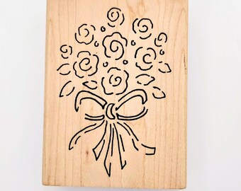 Flower Bouquet V133 Alias Smith & Rowe, Wood Mounted Rubber Stamp, Wedding Anniversary Valentines Cardmaking