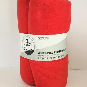 Red Solid Anti-Pill Plush Fleece Pre-Cut 2 Yards 58 Inches Wide, Midweight Soft Hand, Making No Sew Throws Tied Blankets, Sewing Supply