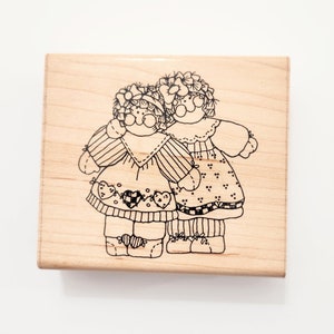 Stempel Sister Act Too Q 159 PUNKTE, auf Holz montierter Stempel, lächelnde Schwestern, Scrapbooking, Kartenherstellung, Bastelbedarf
