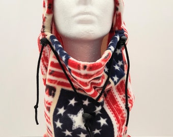 Patriotic Fleece Balaclava Hat, Red White And Blue, Winter Hat, Gift For Women, Gift For Men, Neck Gaiter, Unisex Gift, Neck Warmer