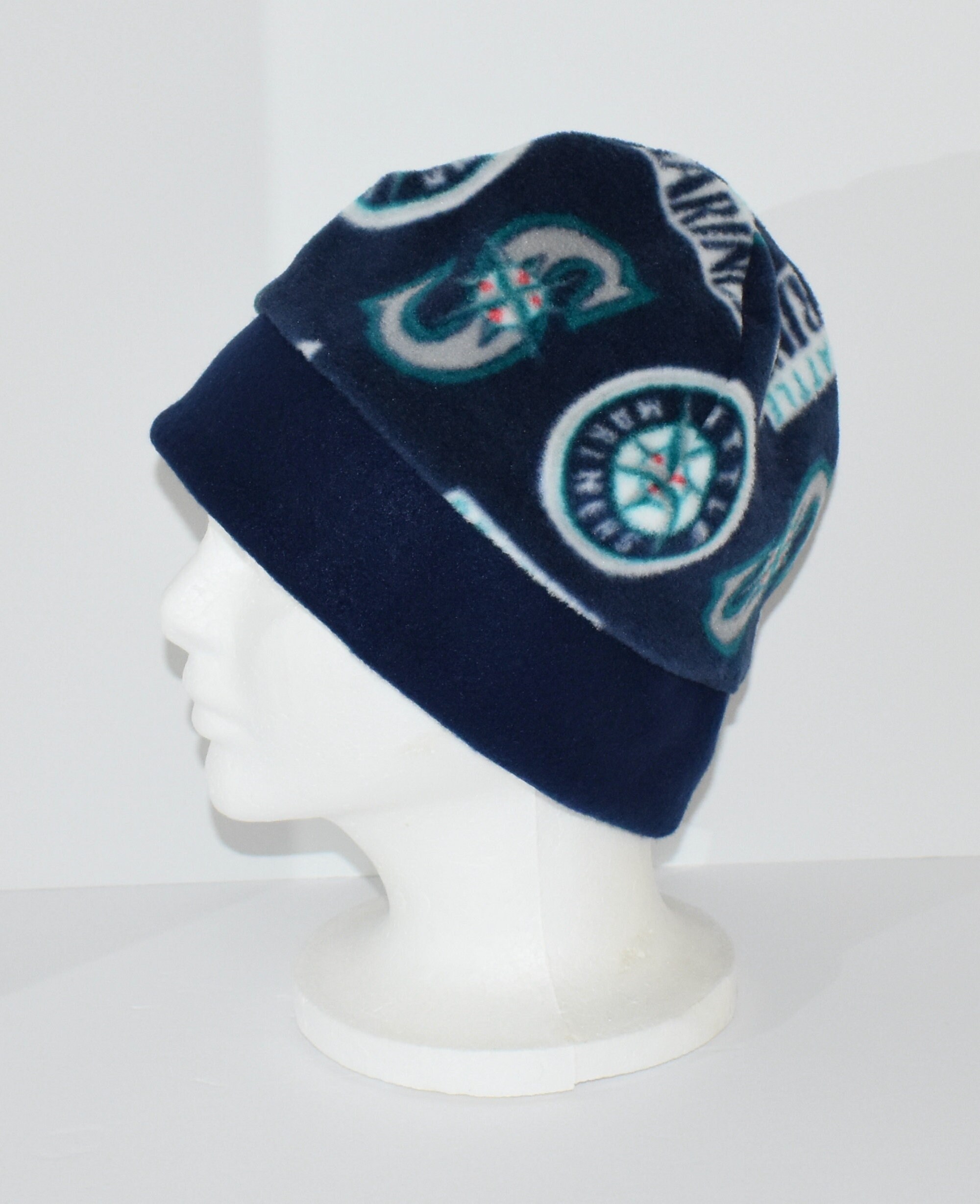 Seattle Mariners Fleece Beanie Hat With Navy Blue Double Band Etsy