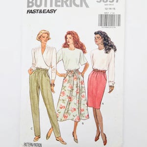 Butterick 5834 1990s Easy to Sew Top A-line Skirt Tapered