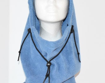 Smokey Blue Balaclava Fleece Hat, Gift For Her, Gift For Him, Men's Gift, Winter Hat, Neck Gaiter, Unisex Gift, Unique Gift, Blue Hat
