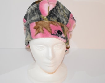 Pink Mossy Oak Camouflage Fleece Beanie Hat With Extra Warmth Band, Gift For Her, Camo Hat, Gift For Women, Unisex Gift, Women's Gift