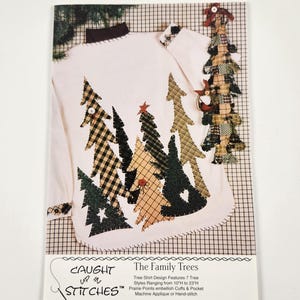 Vintage Caught Up In Stitches The Family Trees Applique Pattern KS-184 | Holiday Tree Shirt & Sculpted Patchwork Wall Door Hanging Decor