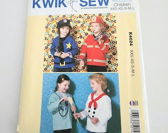 Kwik Sew K4024 Costume Sewing Pattern – Children's Firefighter, Chef, Doctor, Police Officer (Uncut)