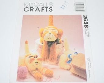 Uncut McCall's Crafts 2658,  Crazy Cats, Mama Cat and Two Kittens, Plush Stuffed, Kitty, Cat Pattern, Sewing Pattern, Cat Lover