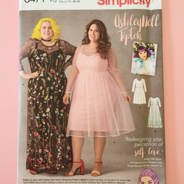 Uncut Simplicity 8471, Womens Dress In Two Length, Ashley Nell Tipton Pattern, 90th Anniversary Simplicity,  Sizes 18W - 26W, Sewing Pattern