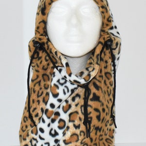 Cheetah Fleece Balaclava Hat, Animal Print, Unisex Winter Hat, Gift For Her, Women's Gift, Neck Warmer, Fleece Neck Gaiter