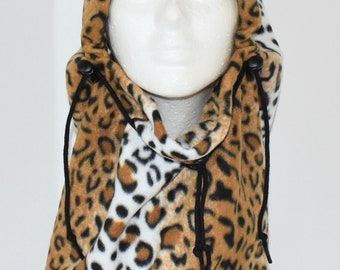 Cheetah Fleece Balaclava Hat, Animal Print, Unisex Winter Hat, Gift For Her, Women's Gift, Neck Warmer, Fleece Neck Gaiter, Unique Gift