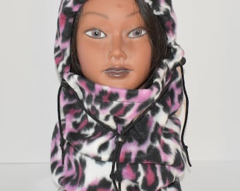 Cheetah Fleece Balaclava Hat, Winter Neck Warmer