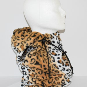 Cheetah Fleece Balaclava Hat, Animal Print, Unisex Winter Hat, Gift For Her, Women's Gift, Neck Warmer, Fleece Neck Gaiter, Unique Gift image 8