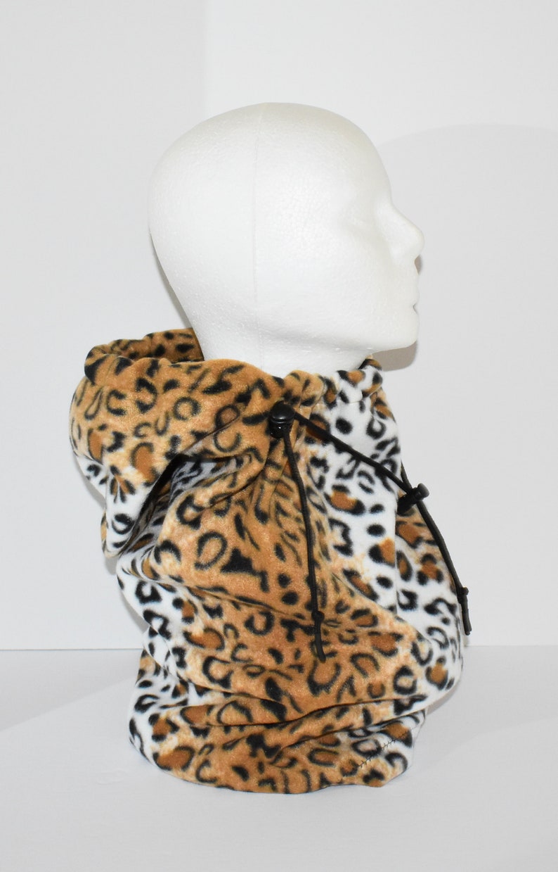 Cheetah Fleece Balaclava Hat, Animal Print, Unisex Winter Hat, Gift For Her, Women's Gift, Neck Warmer, Fleece Neck Gaiter, Unique Gift image 8