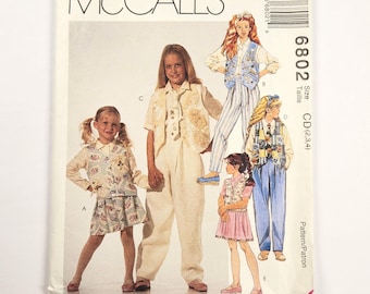 McCall's 6802 Children's Vest, Shirt, Skirt, Pants And Tie, Vintage Sewing Pattern, Sizes 2 3 4