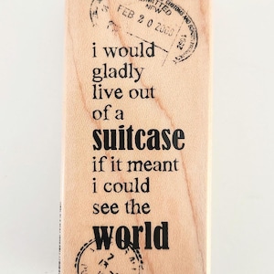 Rare Suitcase World N251 Rubber Stamp, Stampendous Stamp, Live Out Of A Suitcase, Wood Mounted Rubber Stamp, Cardmaking, Travel Theme