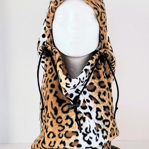 Cheetah Fleece Balaclava Hat, Animal Print, Unisex Winter Hat, Gift For Her, Women's Gift, Neck Warmer, Fleece Neck Gaiter