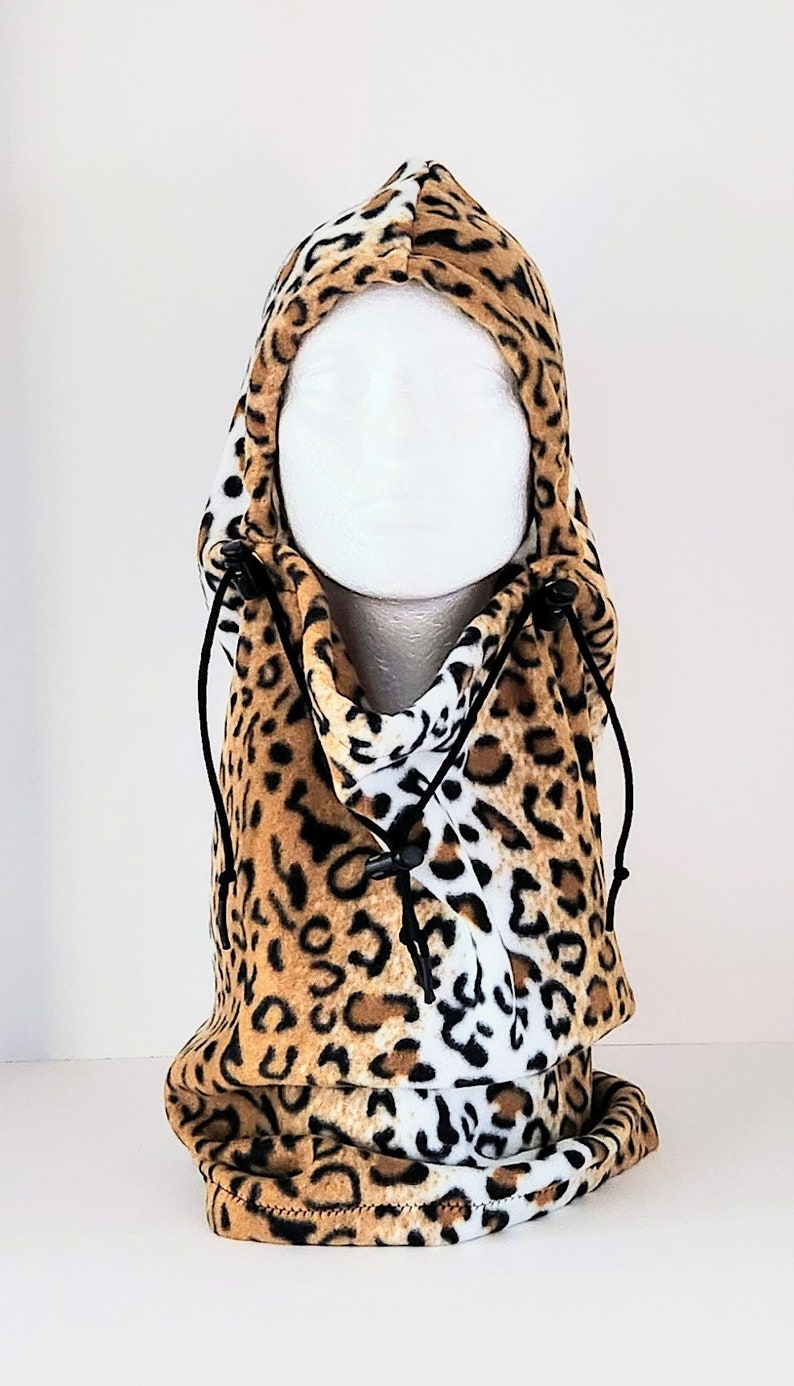 Cheetah Fleece Balaclava Hat, Animal Print, Unisex Winter Hat, Gift For Her, Women's Gift, Neck Warmer, Fleece Neck Gaiter