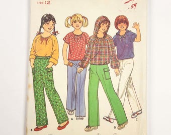 Butterick 6410 Girl's Top & Pants (Uncut) Vintage Sewing Pattern, Size 12