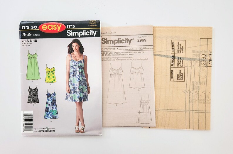 Uncut Simplicity 2969 Misses' Knit Sun Dress Or Top, Spaghetti Straps, Slip Dress, Sizes 6 8 10 12 14 16 18, It's So Easy Sewing Pattern image 5