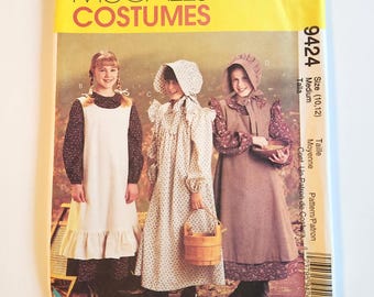 McCall's 9424 Girls' Pioneer Costume Sewing Pattern, Size 10-12 (Uncut)