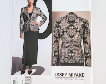 Uncut Vogue 2768 ISSEY MIYAKE Misses Lined Jacket And Tapered Skirt, Vogue Designer Original, Sizes 14 16 18, Advanced Sewing Pattern
