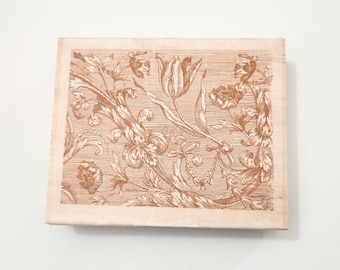 Tulip Floral Background by Anna Griffin, All Night Media Inc., Wood Mounted Rubber Stamp Number 580K02, Rare and Hard to Find