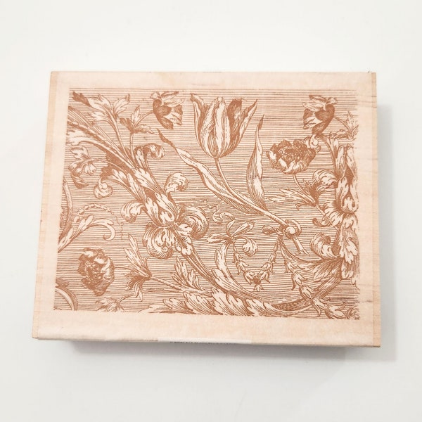 Tulip Floral Background by Anna Griffin, All Night Media Inc., Wood Mounted Rubber Stamp Number 580K02, Rare and Hard to Find