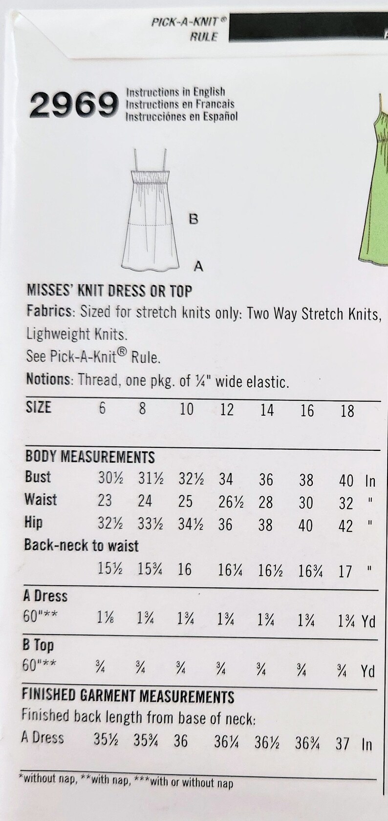 Uncut Simplicity 2969 Misses' Knit Sun Dress Or Top, Spaghetti Straps, Slip Dress, Sizes 6 8 10 12 14 16 18, It's So Easy Sewing Pattern image 9