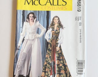 McCall's 6819 Costume Sewing Pattern, Lined Coats, Tops, Corset, Belt (Sizes 14-22)