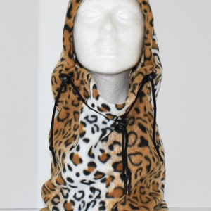 Cheetah Fleece Balaclava Hat, Animal Print, Unisex Winter Hat, Gift For Her, Women's Gift, Neck Warmer, Fleece Neck Gaiter