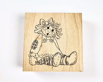 RARE Vintage Wood Mounted Rubber Stamp - Judith M-08 Country Rag Doll | Crafting, Scrapbooking & Card Making