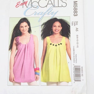 Uncut Easy McCall&#39;s 5883, Misses&#39; Tunic, Pullover Tunics, Very Loose Fitting, Sleeveless Top, Sizes 6 8 10 12 14, Sewing Pattern