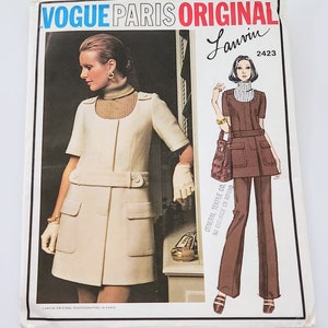 Vintage Uncut Vogue Paris Original 2423 Misses' Mini Jumper, A-Line Mini Skirt And Straight-Legged Pants, Designer Lanvin, Size 16 Bust 38