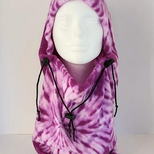 Tie Dye Lila Und Weiß Fleece Balaclava Hut, Geschenk für Sie, Geschenk für Ihn, Wintermütze, Halswärmer, Einzigartiges Geschenk, Halswärmer, Handgemachtes Geschenk
