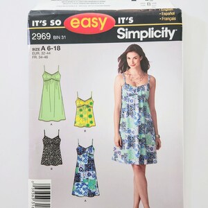 Uncut Simplicity 2969 Misses' Knit Sun Dress Or Top, Spaghetti Straps, Slip Dress, Sizes 6 8 10 12 14 16 18, It's So Easy Sewing Pattern image 8